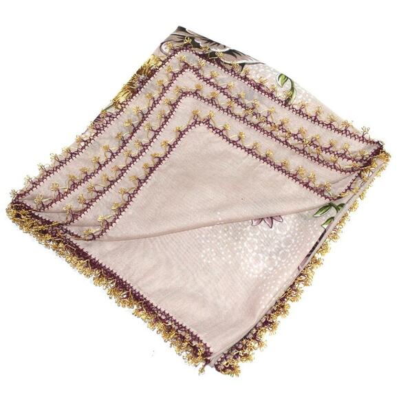 Tulbent Scarf Handmade Crochet Detailing NWOT - Picture 1 of 9